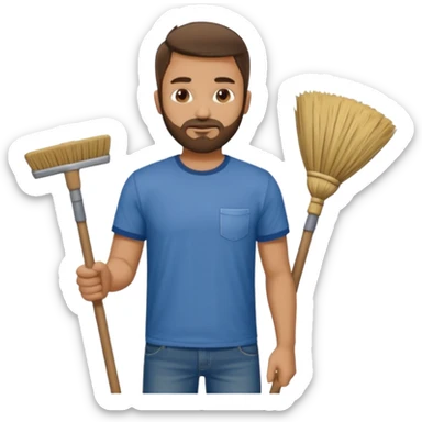 Guy with very short beard doing house chores sticker