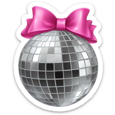 disco ball with pink bow  sticker