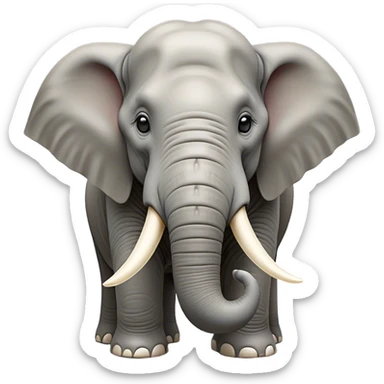 Cinematic Noble Elephant Portrait Emoji, Poised and regal, with a massive, majestic build and a smooth, well-groomed gray hide adorned with gentle wrinkles and proud tusks, deep-set soulful eyes, Simplified yet sharp and sophisticated features, highly detailed, glowing with a soft, dignified glow, high shine, intelligent and gentle, stylized with an air of ancient wisdom, focused and attentive, soft glowing outline, capturing the essence of a watchful and confident giant, so majestic it feels as though it could trump out of the screen with effortless authority! sticker
