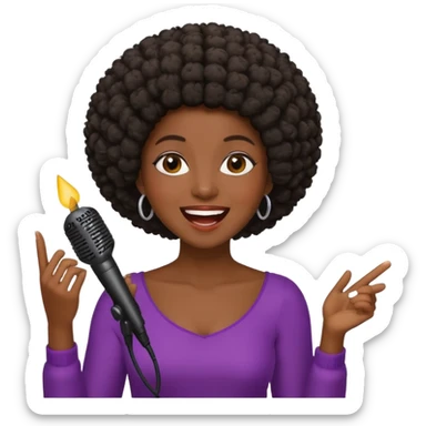 Classic mustang dark women with short Afro sing happy birthday sticker