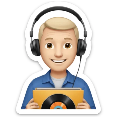 Vinyl Record Collector man  sticker