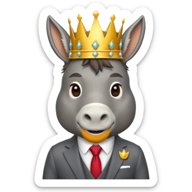 donkey with a suit and a crown sticker