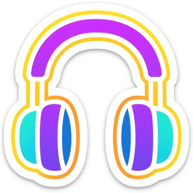 headphones with glowing neon effect, vibrant colors, glowing outline on dark background sticker