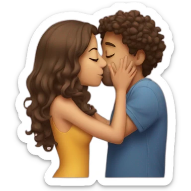 a girl kissing his boyfriend sticker