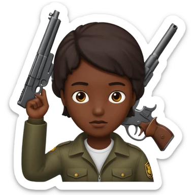 A person with a gun to their head sticker