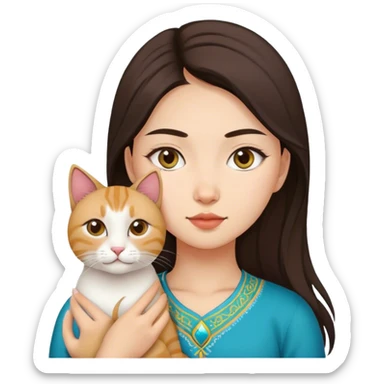 kazakh girl with cat ea sticker