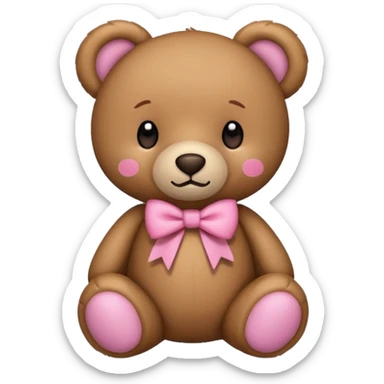 Teddy bear with pink bow sticker