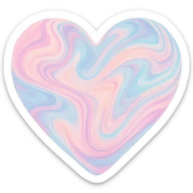 heart with a swirling pastel marble, digital illustration, no background sticker