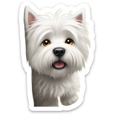 West highland terrier peeking around corner  sticker