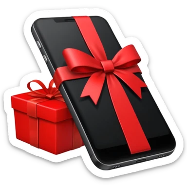 smartphone with a gift box and hashtag symbol sticker