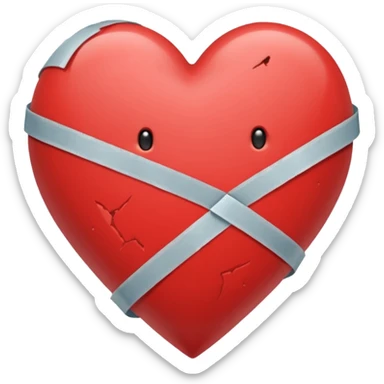 Heart held together by tape, tape snapping sticker