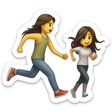 Girl running away from a dirty boy with long hair sticker