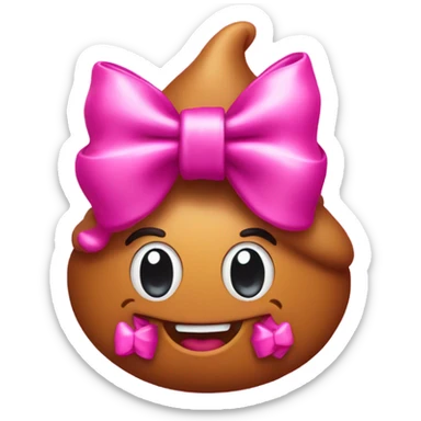 Pink poop with pink bow sticker