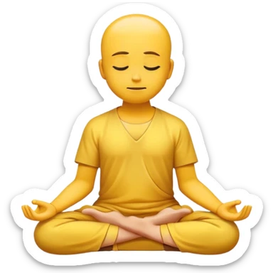 classic yellow emoji meditating, peaceful expression, sitting cross-legged sticker