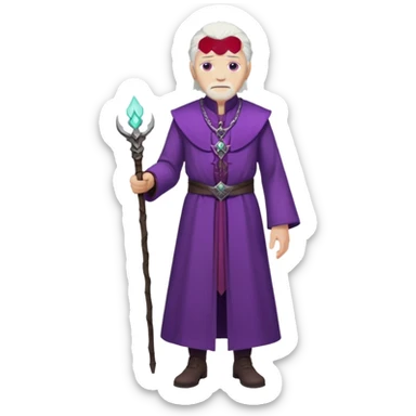 a white haired old man with purple eyes standing, full body, in Targaryen themed clothes sticker