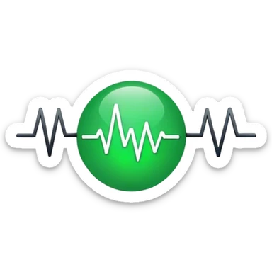 green dot with ECG heartbeat line. dot, not heart sticker