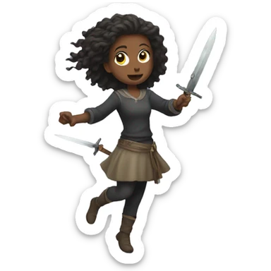 girl throwing daggers sticker