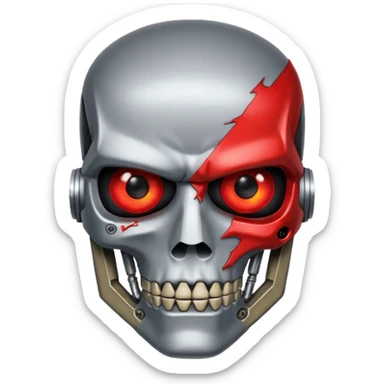 half face metal Terminator Red eyed  sticker