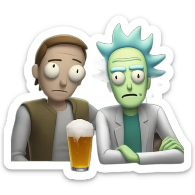 Rick and Morty are sitting at the bar sticker