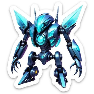  Epic legendary rare glowing mechanical Shiny sparkly transparent bioluminescent luminescent vibrant bright pastel dark exotic iridescent colorful gradients futuristic modern metallic glossy glittery fantasy-cyber-Fakémon-Vernid-mecha-creature sticker