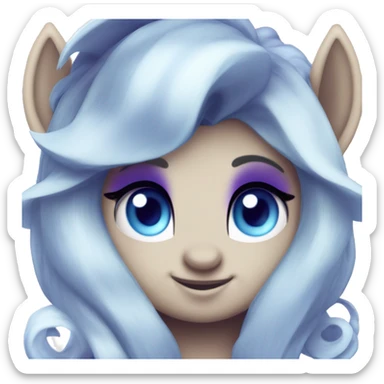 My little pony  Evil dark purple alicorn with blue eyes and blue eyes shadow with white hair with blue streaks sticker