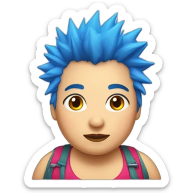 Older fat lesbian Chilean very short spiky bright blue hair sticker