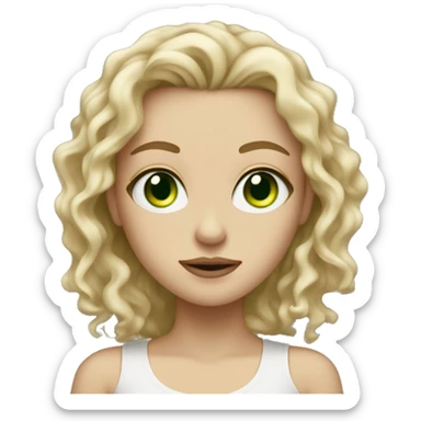 white gir woth green eyes and dirty blonde wavy hair sticker