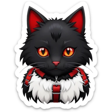 black cat edgy emo furry fursona with a red chest harness  sticker