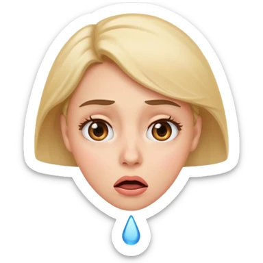 Emoji of a surprised woman with a tear dripping from one side of her eye sticker