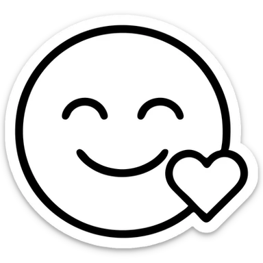 monochrome simple expressive black and white love emoji sticker