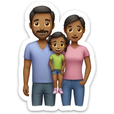 family two men plus daughter sticker