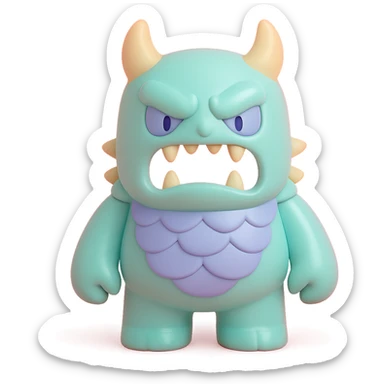scary monster with horns, armored scales, fierce expression sticker