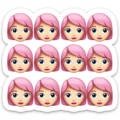 Karakter birisi düz saçlı birisi dalgalı bir stoplu saklı birisi açık saçlı boydan birisi mavi kıyafetleri birisi pembe kıyafetli boydan kız karakter sticker