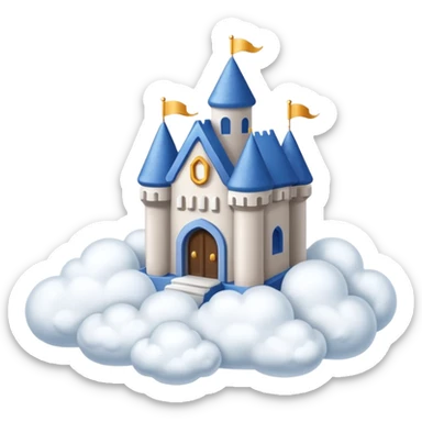 Cloud Castle – White castle resting on fluffy clouds sticker