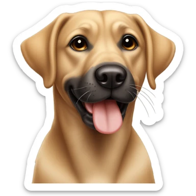 light brown lab dog with black stripes and dark muzzle and ears. blowing a kiss sticker