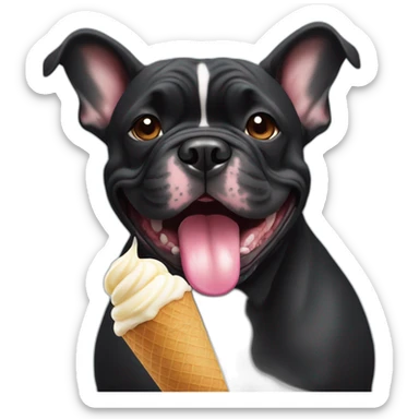 Black French buldog with ice cream sticker