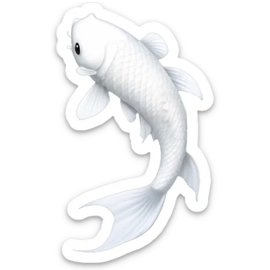 All white koi fish with long flowing fins sticker