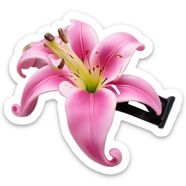 hair claw/clip with pink lily ( accessory)  sticker