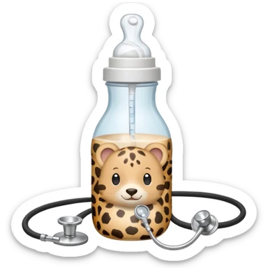 stethescope, baby bottle, cute baby scrapbooking paper animal print  sticker