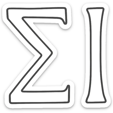 creative combination of Greek letters to symbolize eleven, hand-drawn black outline icon sticker