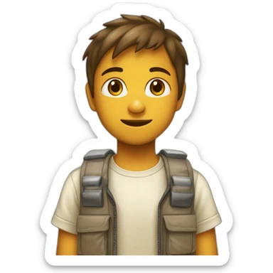 Gars de 13 ans brun blanc en cargo et tee-shirt manche courte  sticker