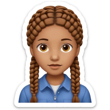 Girl with brown braids sticker