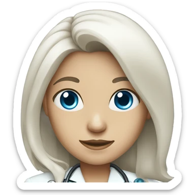 standing female doctor with full length hair and Blue eyes  sticker