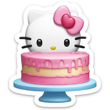 Hello kitty with a cake sticker