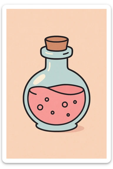 simple flat style potion bottle, cute, no personification sticker