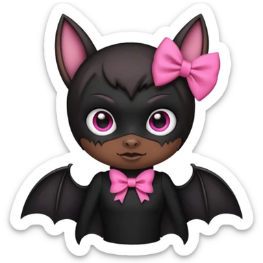 emo black bat with a pink bow sticker