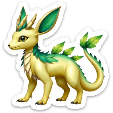 Shiny Iridescent Helioptile-Salandit-Leafeon-Fakémon-hybrid-creature (full body)  sticker