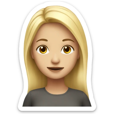 blonde girl with a cofe sticker