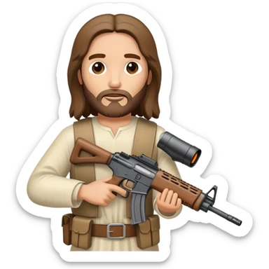 Jesus Christ holding a assault rifle sticker