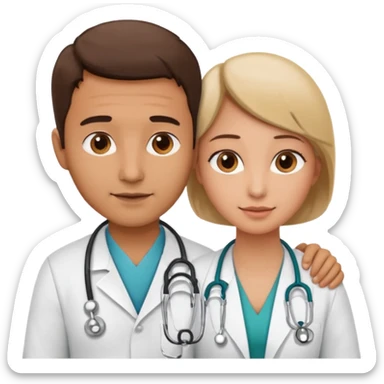 doctor touching patients neck sticker